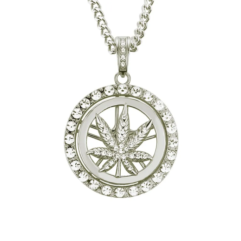 Unique Maple Leaf Alloy Lucky Wheel Pendant Men Necklace