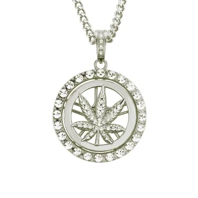 Unique Maple Leaf Alloy Lucky Wheel Pendant Men Necklace