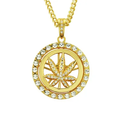 Unique Maple Leaf Alloy Lucky Wheel Pendant Men Necklace