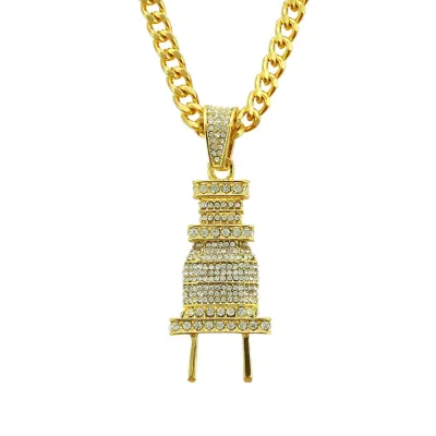 Top Grade Alloy Pendant Men Fashion Rhinestone Hip-hop Necklace