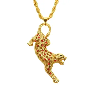 Golden Color Men Hip-hop Jewelry Unique Leopard Pendant Necklace