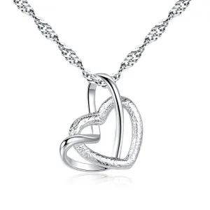 Fashion Romantic Women Double Hearts Design Copper Alloy Pendant Necklace