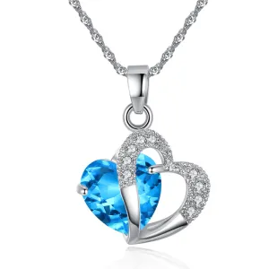 Women Heart Shape Crystal Pendant Necklace