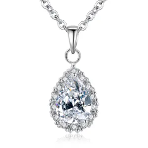 Simple Women Teardrop Zircon Pendant Alloy Chain Necklace