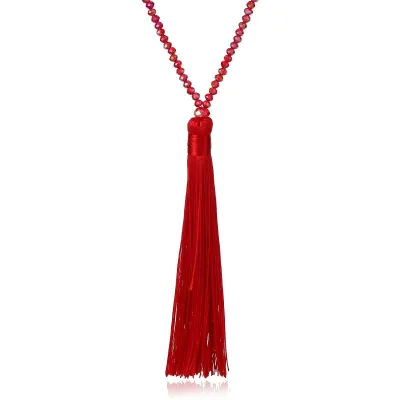 Wholesale Colored Crystal Beads Tassel Necklace for Women