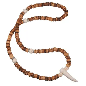 Men's Vintage Turquoise Wood Beads Necklace Unisex Alloy Geometric Chain