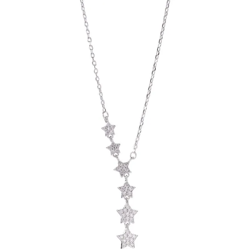 Shiny Zircon Decor Women Exquisite Star Design Silver Necklace