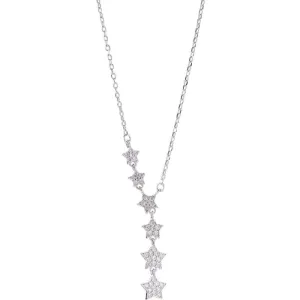 Shiny Zircon Decor Women Exquisite Star Design Silver Necklace