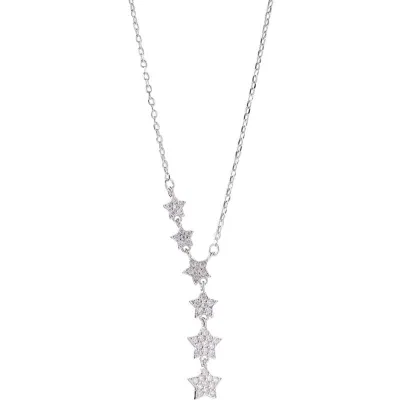 Shiny Zircon Decor Women Exquisite Star Design Silver Necklace