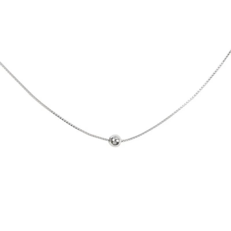 Unisex Pattern Simple Round Ball Decor Silver Choker Necklace