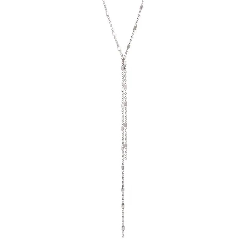 Elegant Women's Simple Silver Chain Tassel Design Princess Necklace