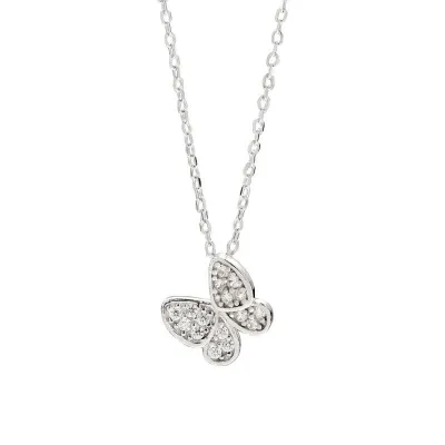 Campus Style Women Exquisite Zircon Butterfly Silver Choker Necklace