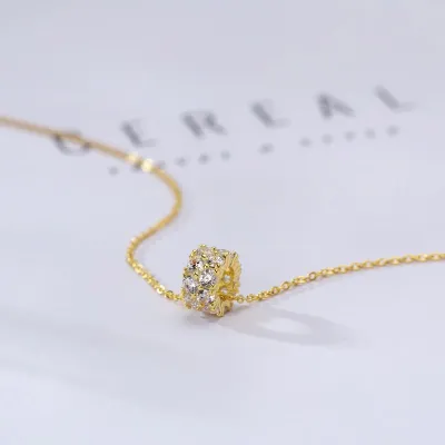 Shiny Zircon Decor Women Classic Pendant Exquisite Sterling Silver Necklace