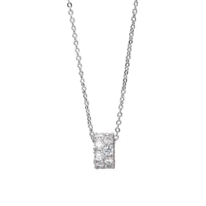 Shiny Zircon Decor Women Classic Pendant Exquisite Sterling Silver Necklace