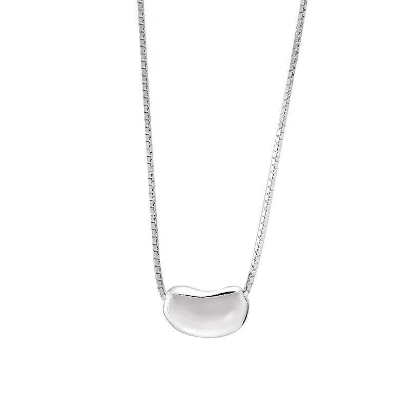 Women Classic Lucky Bean Pendant 925 Sterling Silver Necklace 21-50cm
