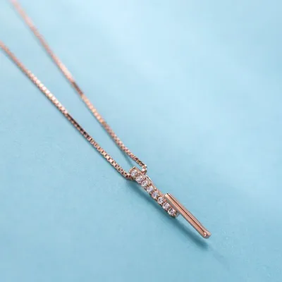 Sterling Silver Box Chain Zircon Lightning Pendant Necklace 41+6cm Long 10g