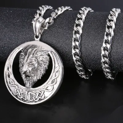 Hip-hop Style Round Lion Pattern Men Necklace