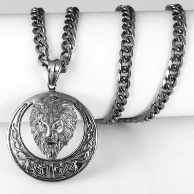 Hip-hop Style Round Lion Pattern Men Necklace
