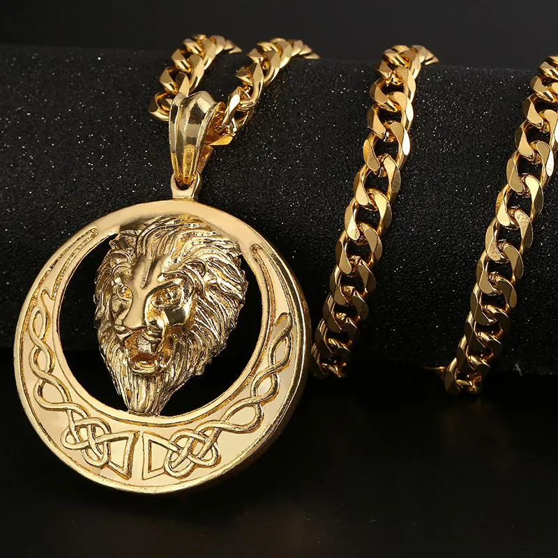 Hip-hop Style Round Lion Pattern Men Necklace