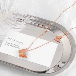 Double Butterfly Rose Gold Princess Necklace