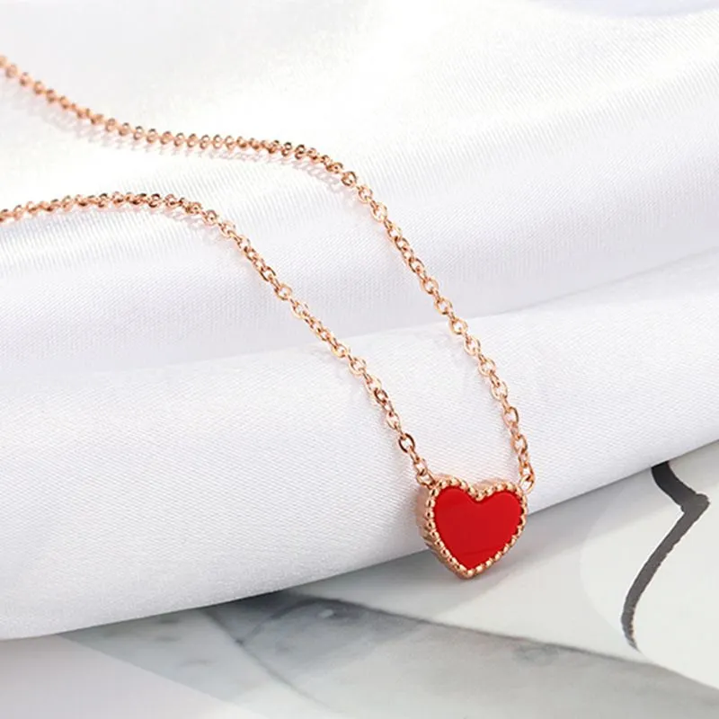 Heart-shaped Red Women's Princess Necklace Titanium Steel