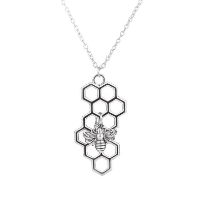 Bee Honeycomb Pattern Matinee Necklace Women's Alloy Water Wave Chain