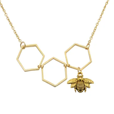 Honeycomb Bee Design Alloy Matinee Necklace 50cm+5cm