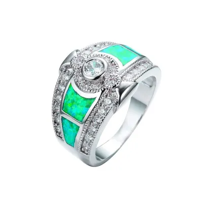 Fashion Exaggerated Geometric Pattern Women Gemstone Ring Alloy