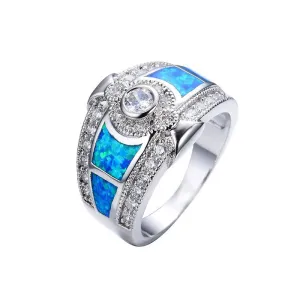 Fashion Exaggerated Geometric Pattern Women Gemstone Ring Alloy