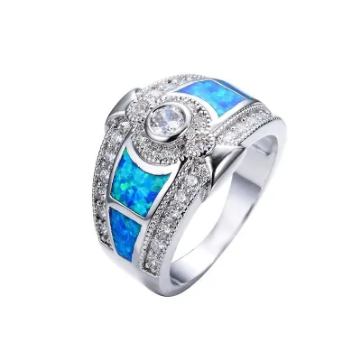Fashion Exaggerated Geometric Pattern Women Gemstone Ring Alloy
