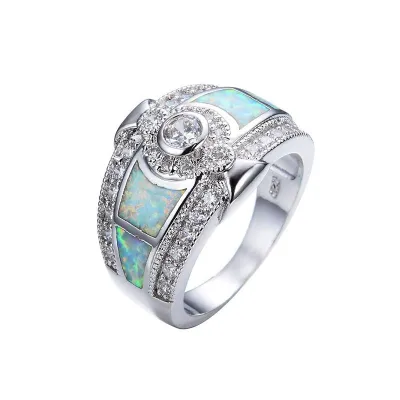 Fashion Exaggerated Geometric Pattern Women Gemstone Ring Alloy