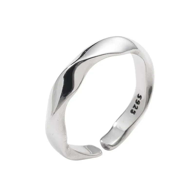 Simple Uneven Surface Twisted Design Women's Leisure 925 Silver Ring