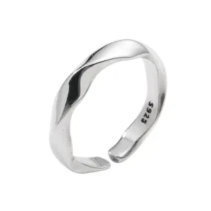 Simple Uneven Surface Twisted Design Women's Leisure 925 Silver Ring