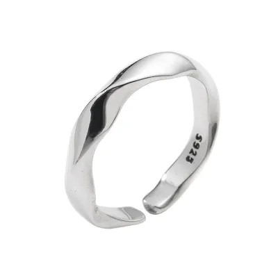 Simple Uneven Surface Twisted Design Women's Leisure 925 Silver Ring