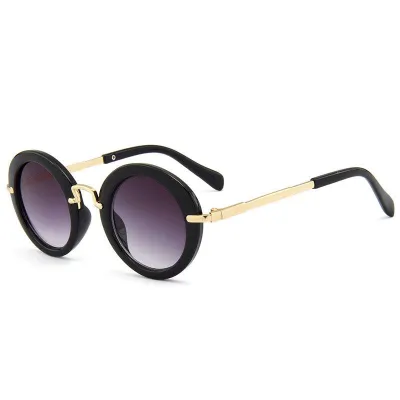 Fashion Kid Round Shape Metal Frame Sun Glasses with UV Protection