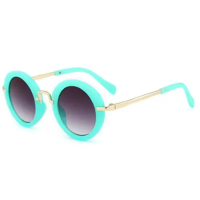 Fashion Kid Round Shape Metal Frame Sun Glasses with UV Protection