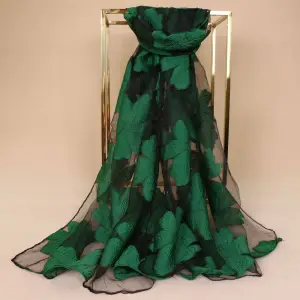 Fashion See-through Organza Flower Print Women Scarf 180*70cm