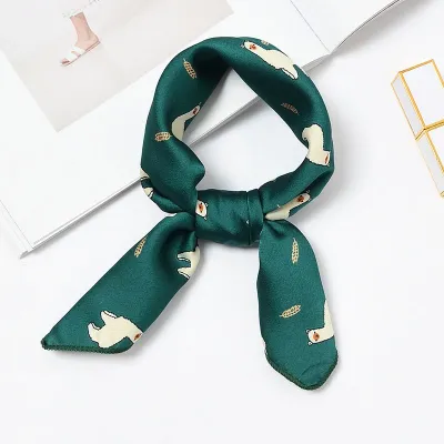 Contrast Alpaca Printed Design Women Classic Silk Square Scarf