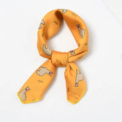 Contrast Alpaca Printed Design Women Classic Silk Square Scarf