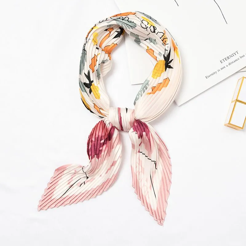 Girl Fresh Style Jelly Color Flamingo Printed Satin Square Scarve 55*55cm