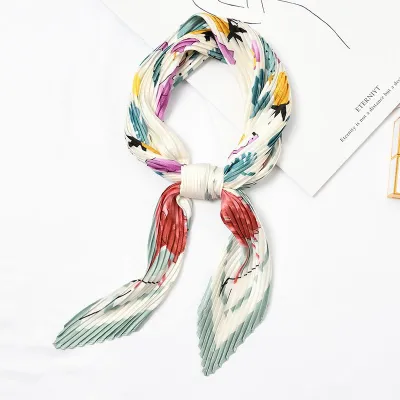 Girl Fresh Style Jelly Color Flamingo Printed Satin Square Scarve 55*55cm