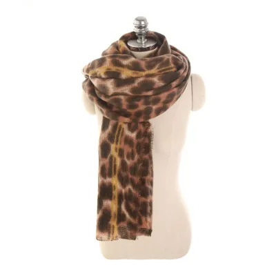 Women's Leopard Print Thickening Shawl Scarf Long Wrap