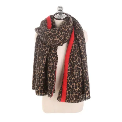 Women's Leopard Print Thickening Shawl Scarf Long Wrap
