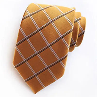 Men's Good Quality Jacquard Weave Plaid Pattern Business Tie Gift Set
