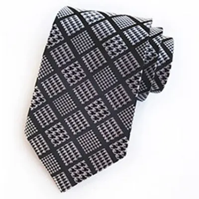 Men's Good Quality Jacquard Weave Plaid Pattern Business Tie Gift Set