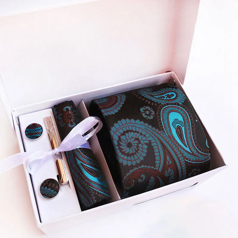 Wholesale Men Good Quality 8cm Jacquard Weave Pocket Square Tie Set