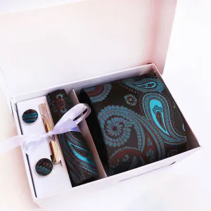 Wholesale Men Good Quality 8cm Jacquard Weave Pocket Square Tie Set