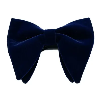 Men's Fashion Vintage Style Solid Color Double Layer Velvet Bow Tie