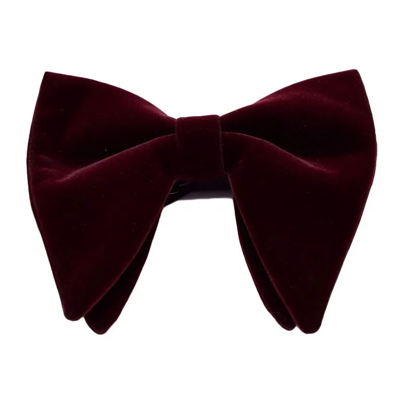 Men's Fashion Vintage Style Solid Color Double Layer Velvet Bow Tie