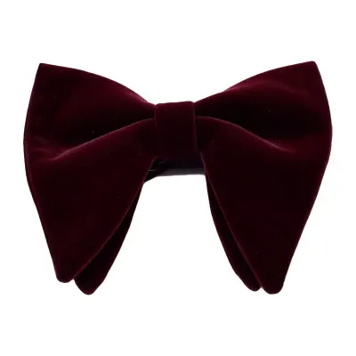 Men's Fashion Vintage Style Solid Color Double Layer Velvet Bow Tie